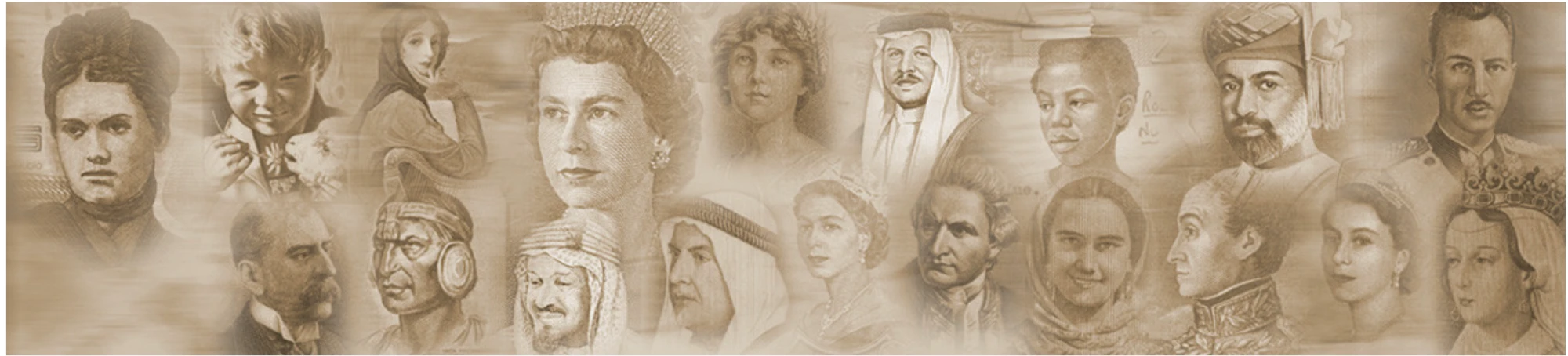 Historical figures from world banknotes